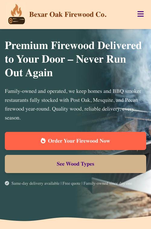 A firewood delivery site we built, on a phone